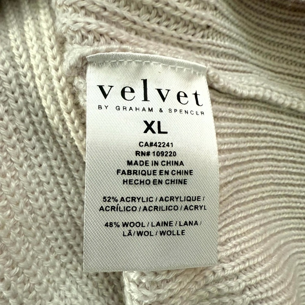 Velvet By Graham Spencer Sweater Womens XL Beige V-Neck Long Sleeve Pullover - Picture 8 of 9